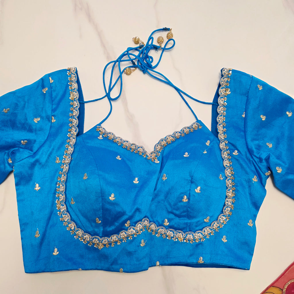 Beautiful Pink Crape silk Saree With Cutwork Border and Jacket Style blouse