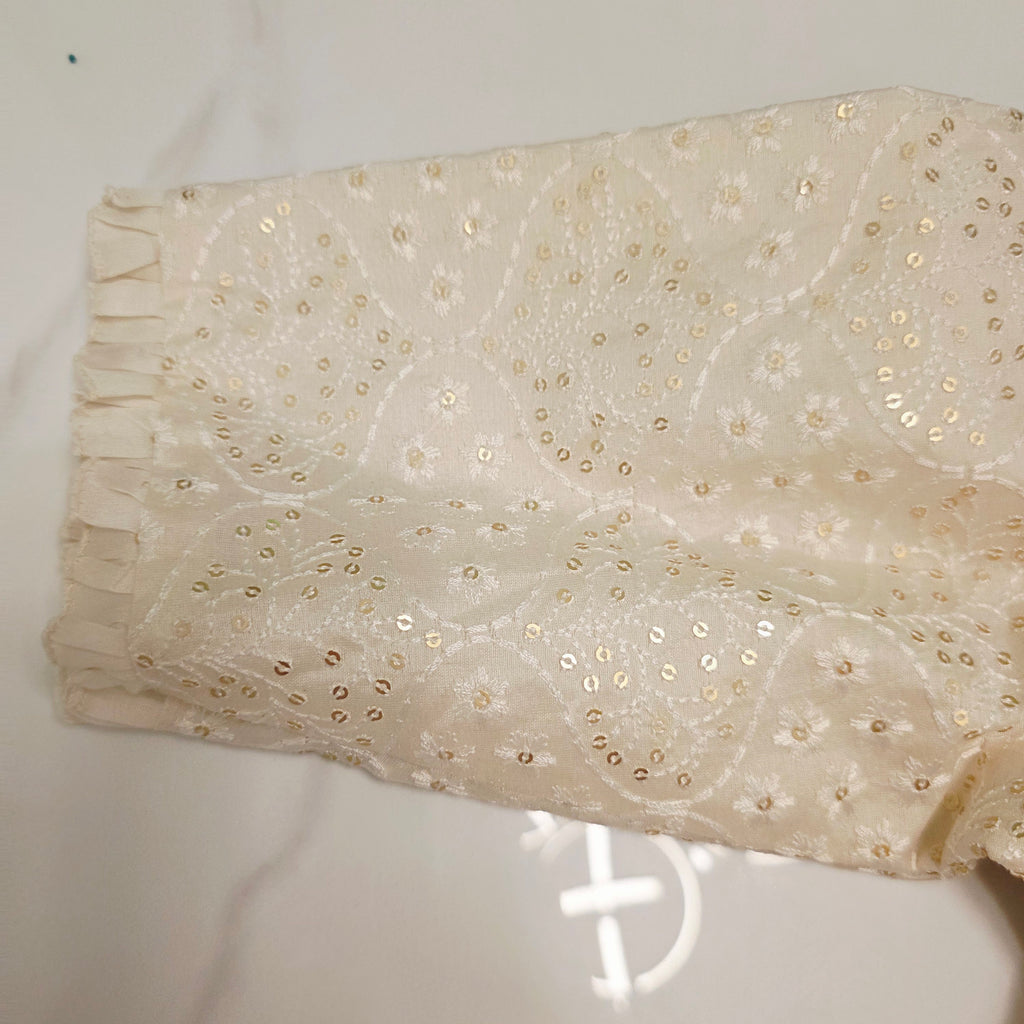 Violette Tissue-Saree mit Kalamkari-Patchwork und Designer-Bluse