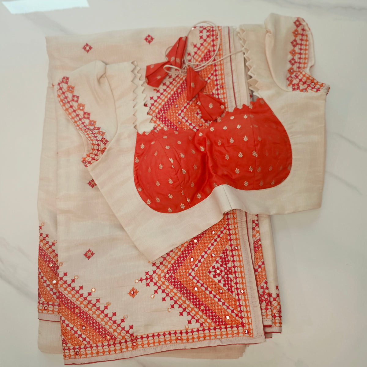 Womens Soft Tussar Saree With Lambani, Kutch Work and Mirror Work
