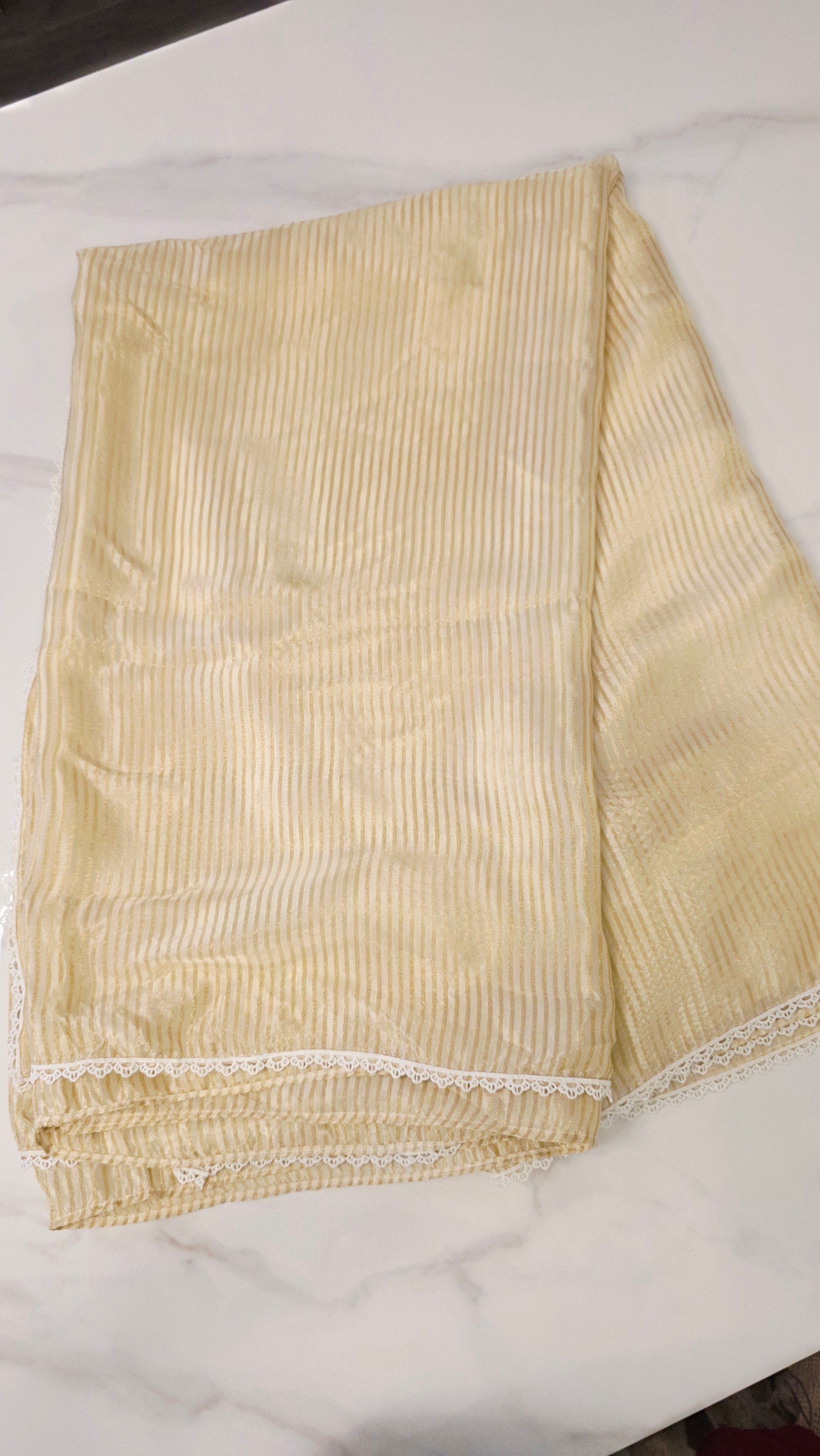 Reyavogue Women's Pure Chanderi Tissue Stripes Saree With Blouse