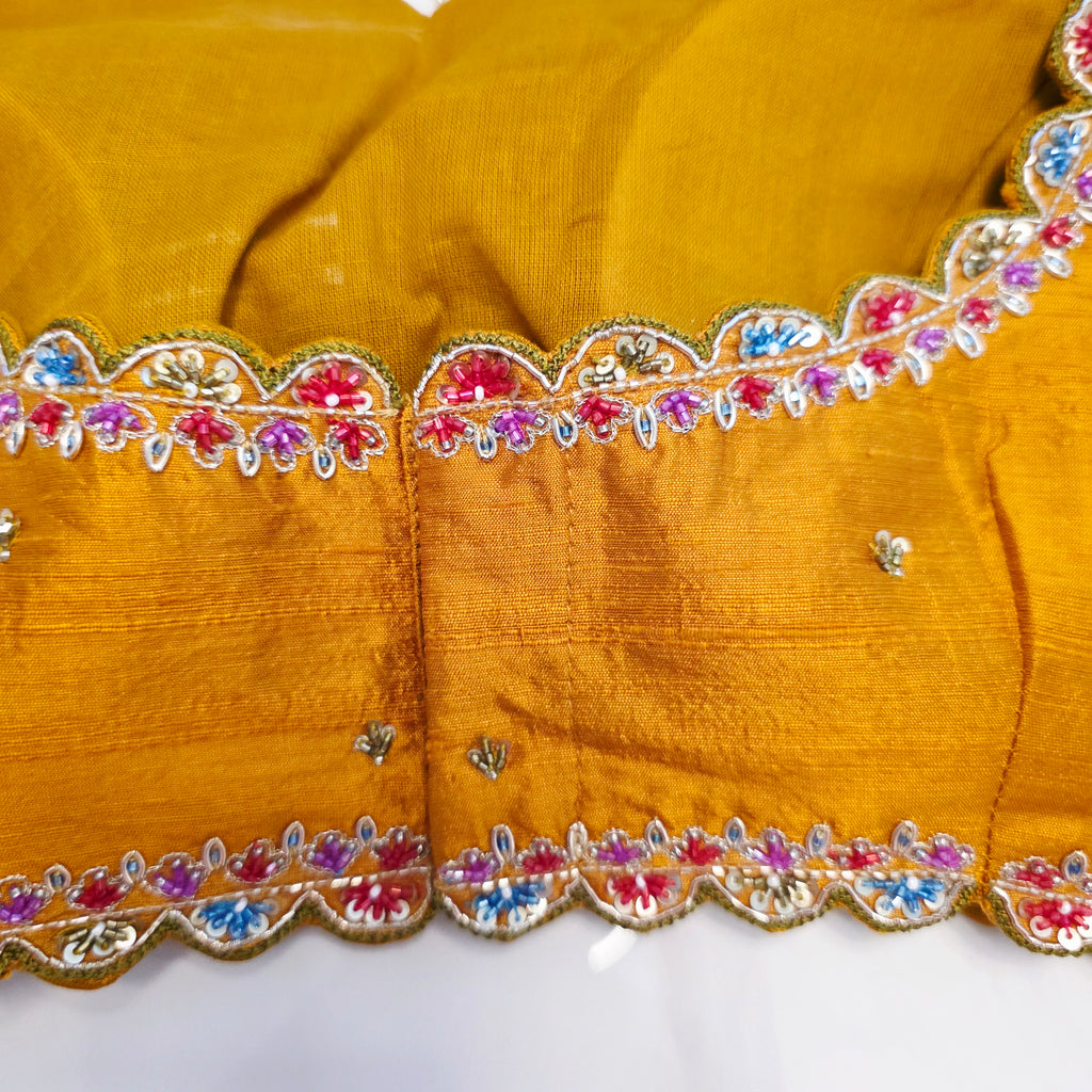 Yellow Premium Organza Stripes Saree with Rawsilk Designer Blouse