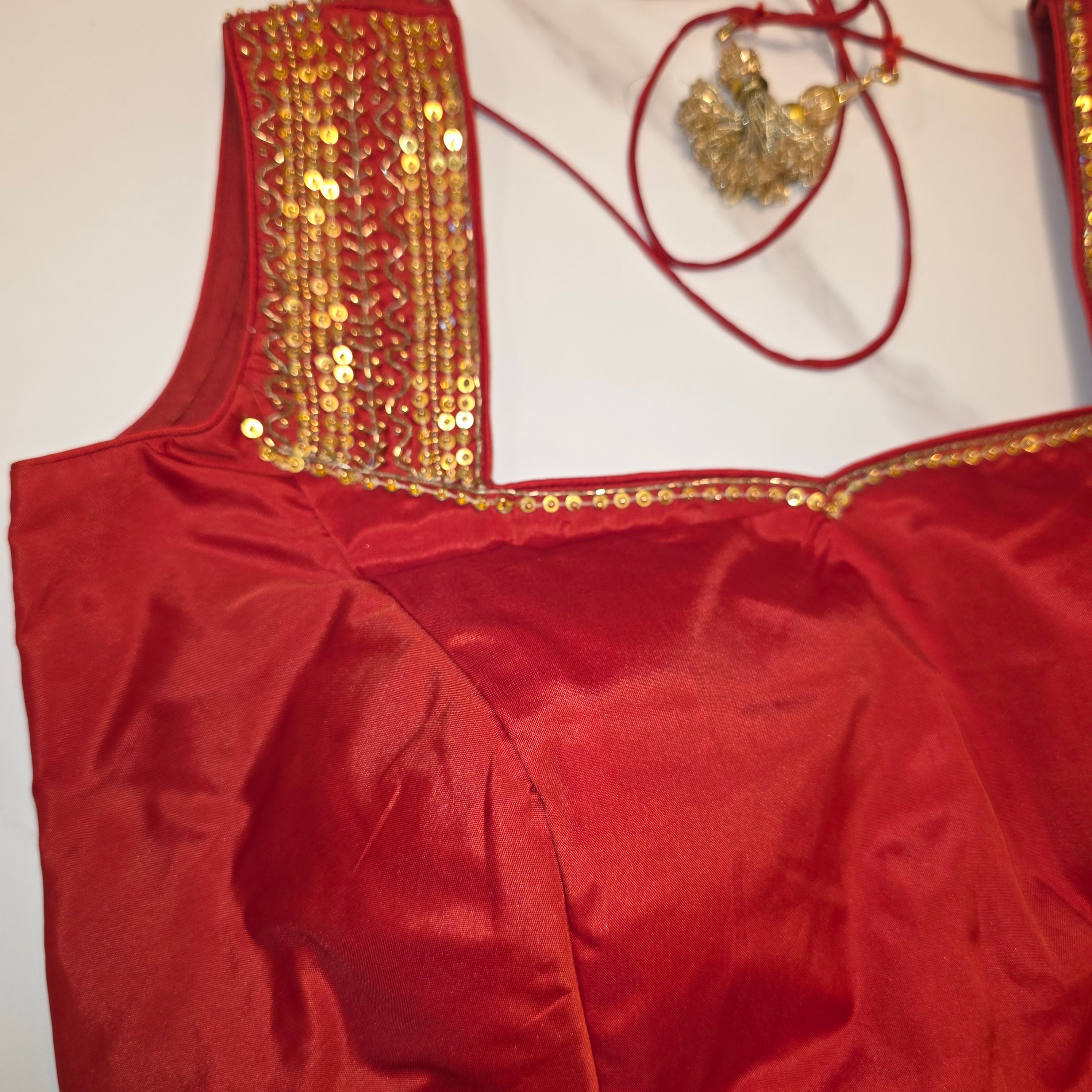 Red Designer Floral Highlited Tissue Georgette Saree and Designer Blouse