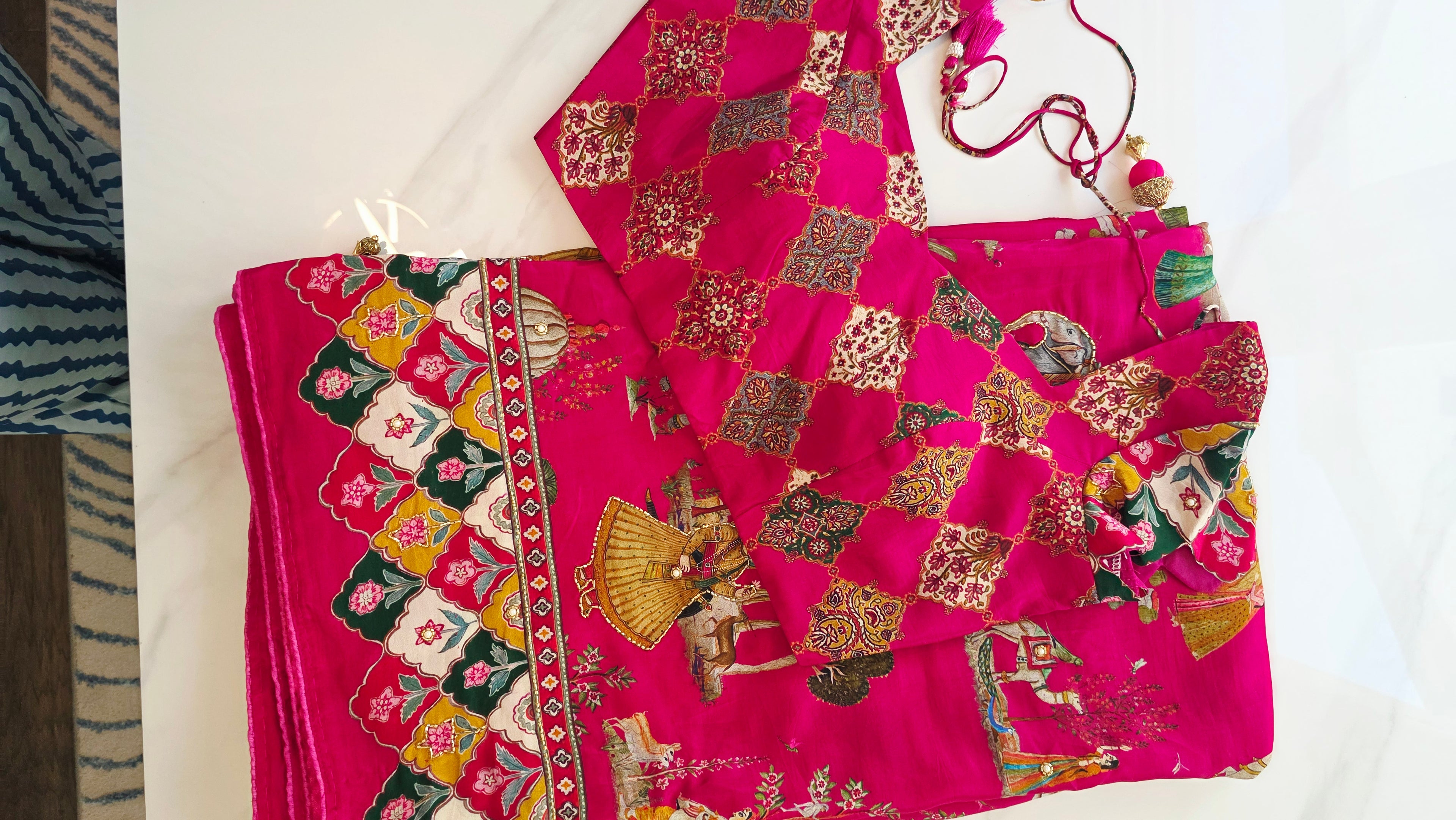 Womens Pure Crape Silk Tribal Art Sarees With Cutdana work