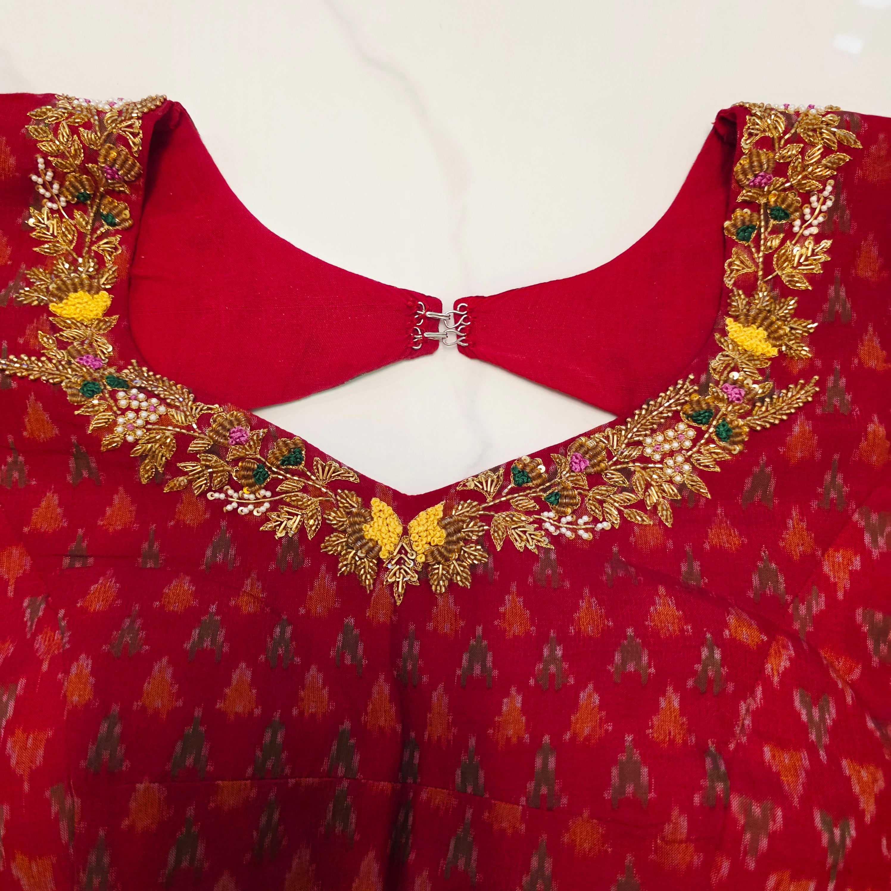 Gelbe Maslin Jamdani mit Patola Bluse