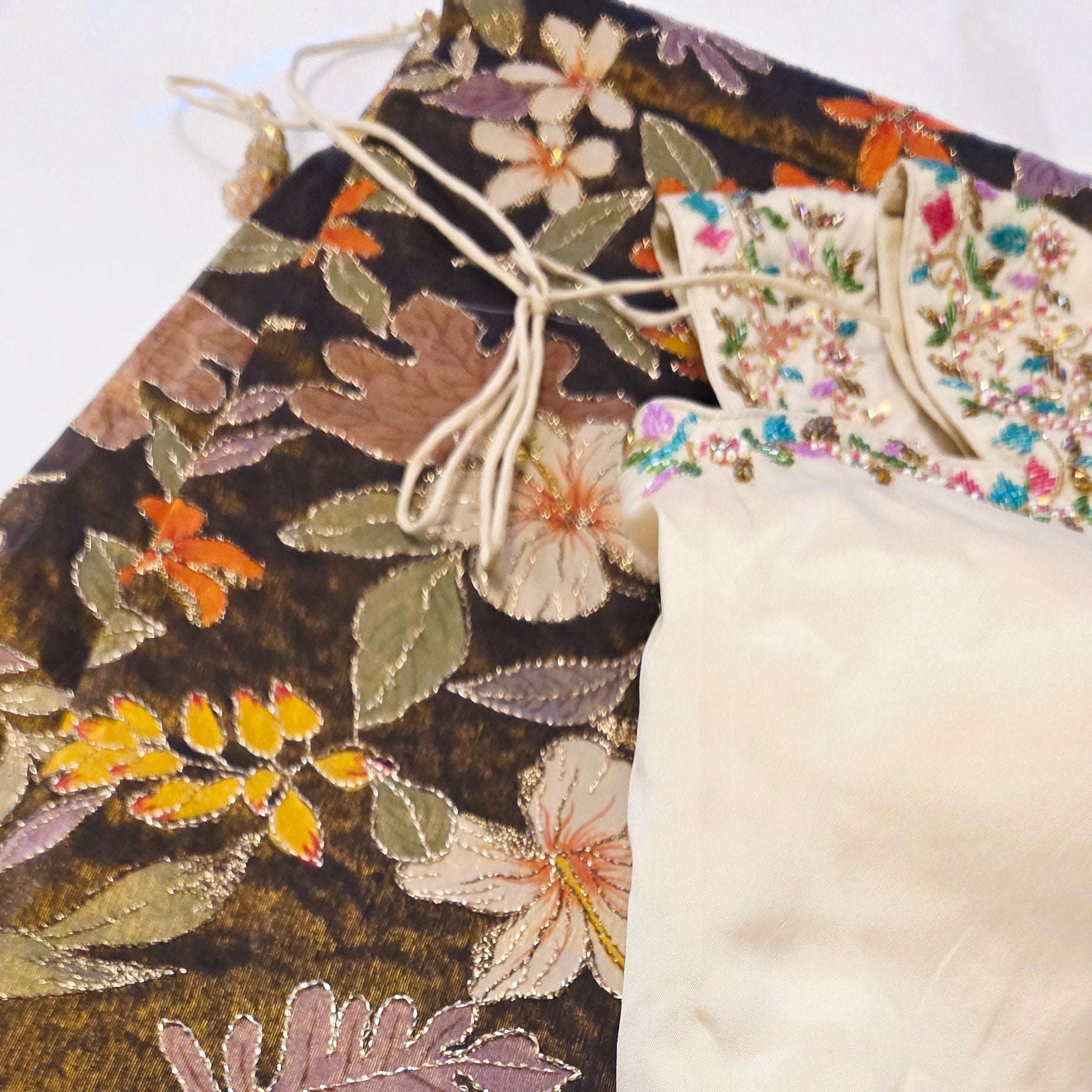 Floral Theme Black Color Tissue Georgette Saree with handwork border