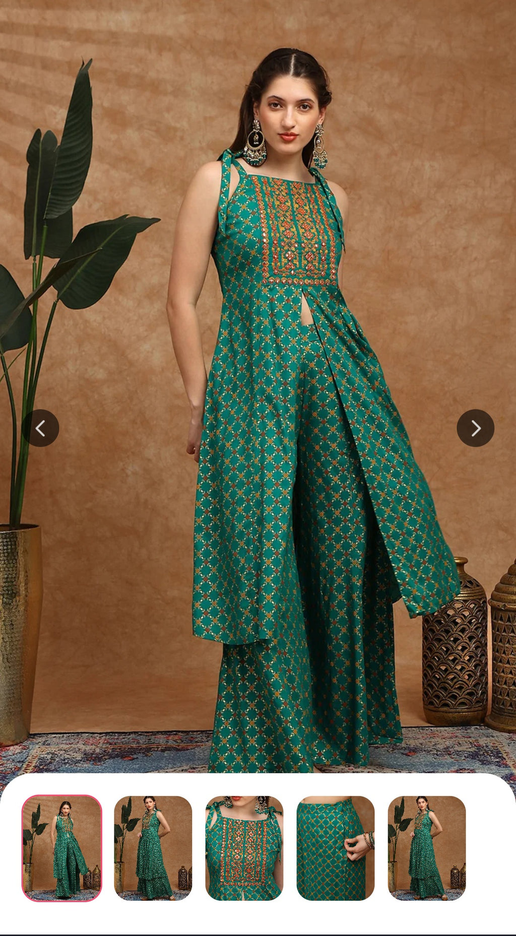 Damen Grünes oder Rotes Pellazo Kurti-Set