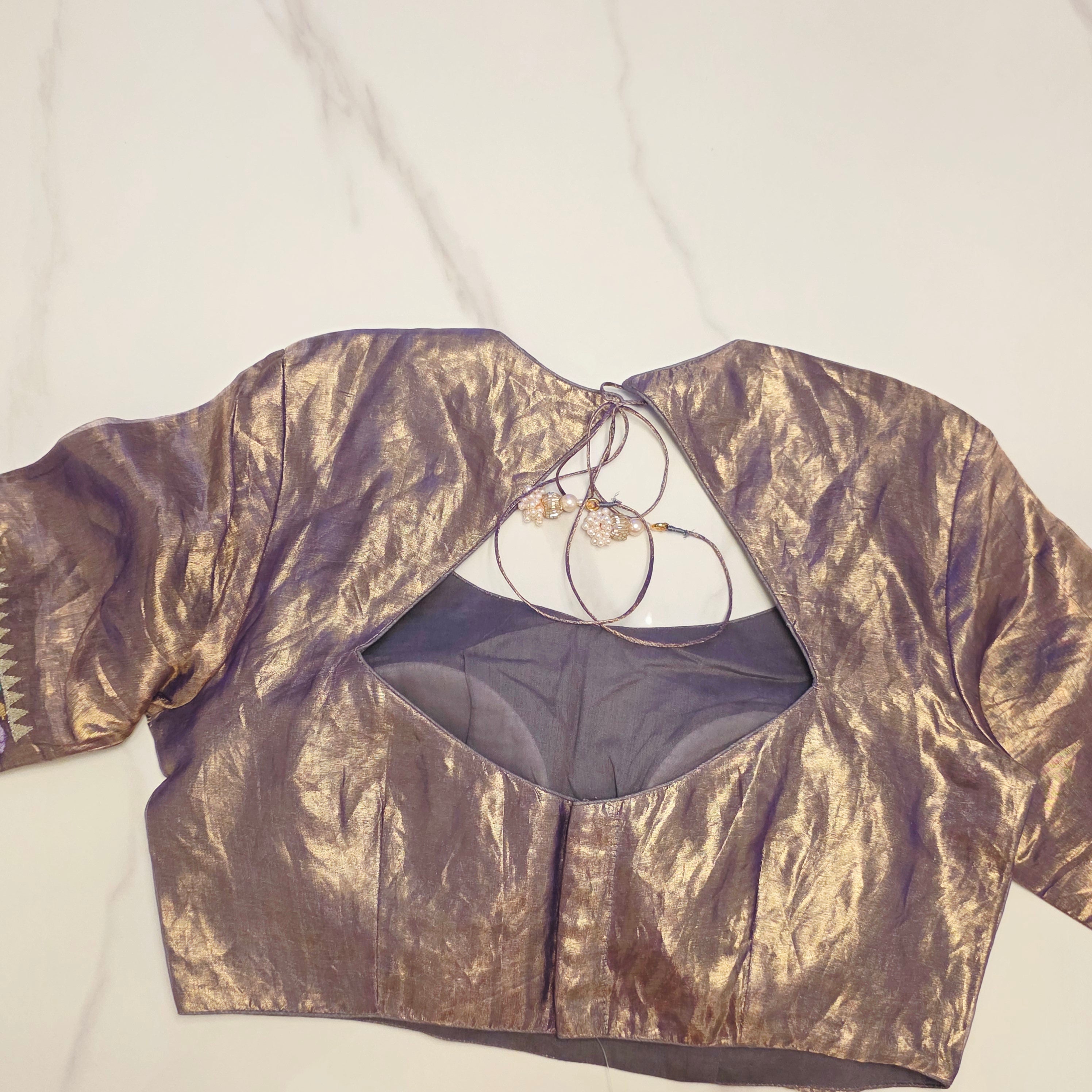 Blue Colour Pure Banaras Gold Tissue Saree with Petitepoint Work