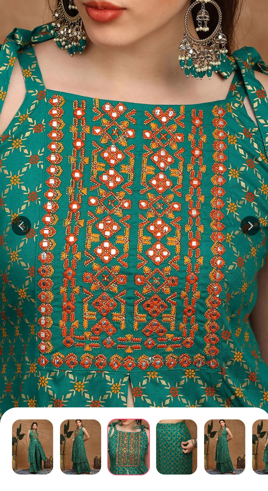 Damen Grünes oder Rotes Pellazo Kurti-Set