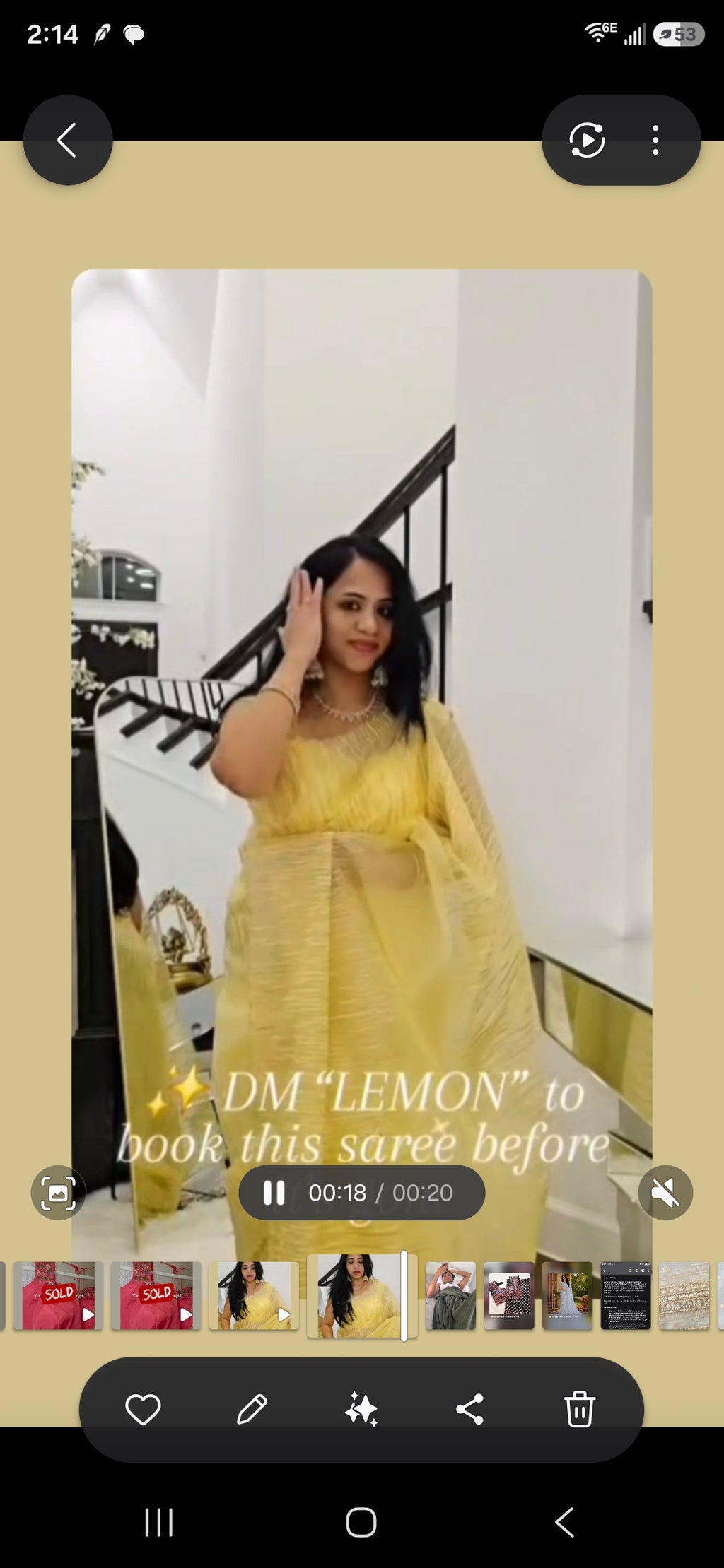 Women's Golden Yellow Turkish Organza Saree with Magam Work Blouse