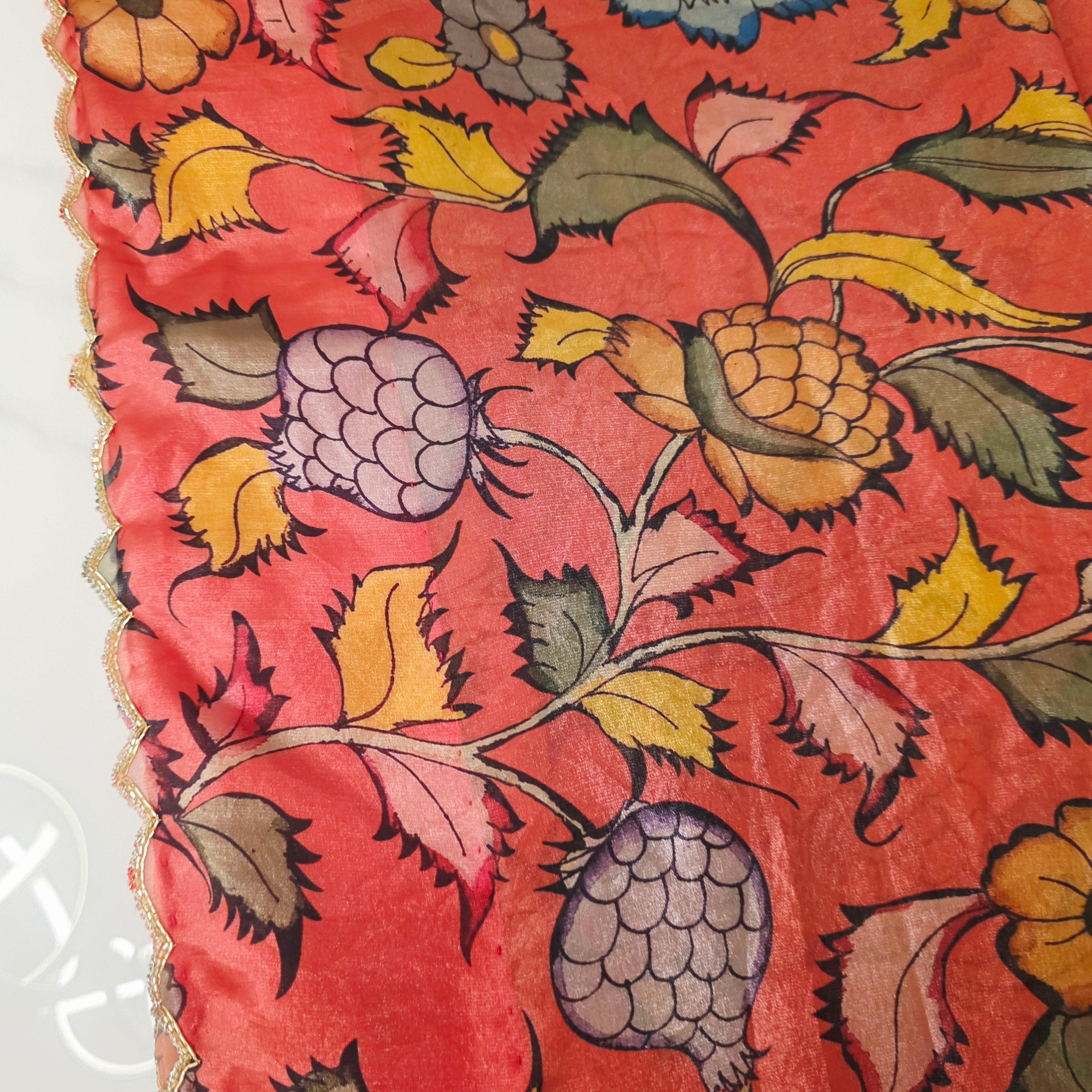 Red Crape Silk Saree With Yellow Jacket Blouse