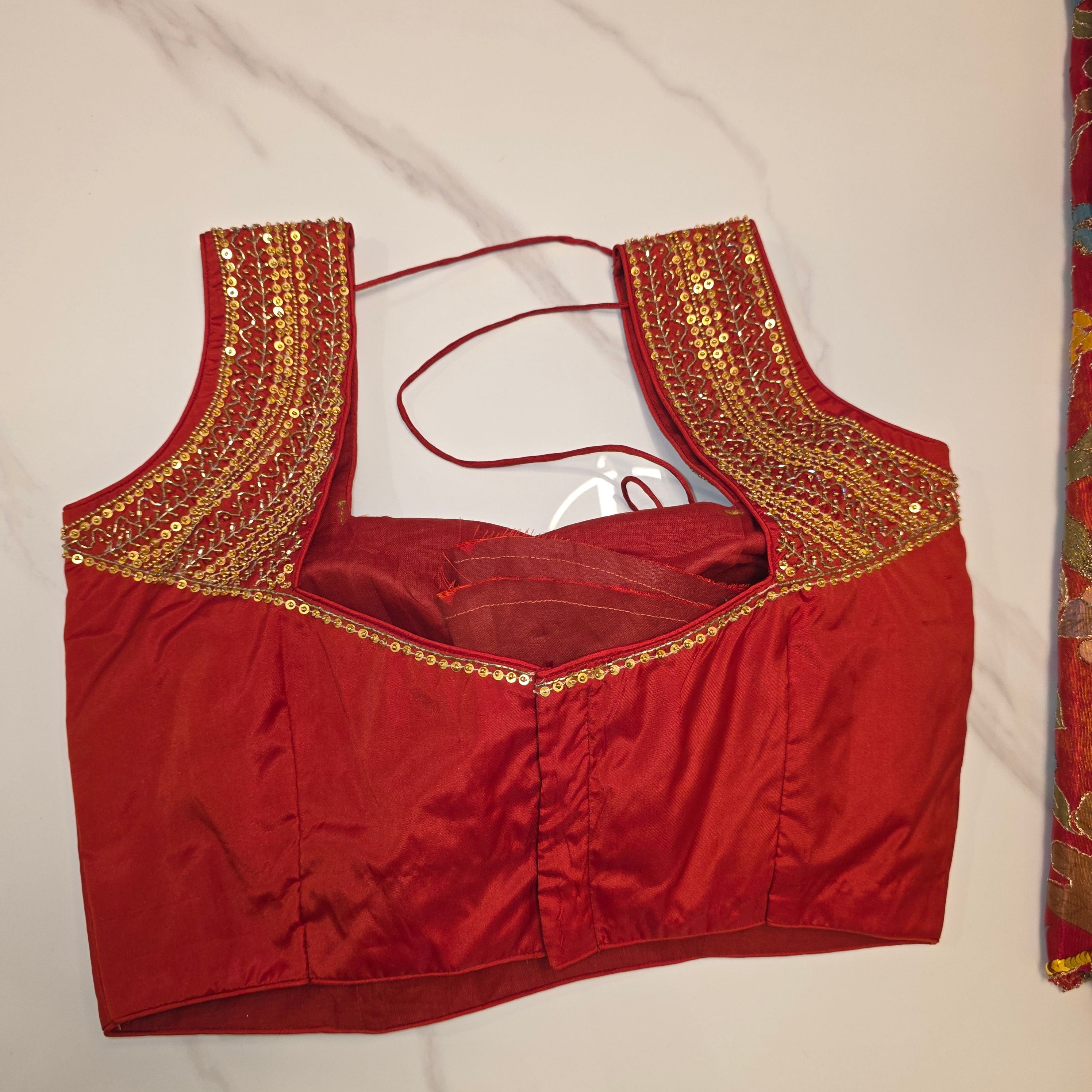 Red Designer Floral Highlited Tissue Georgette Saree and Designer Blouse
