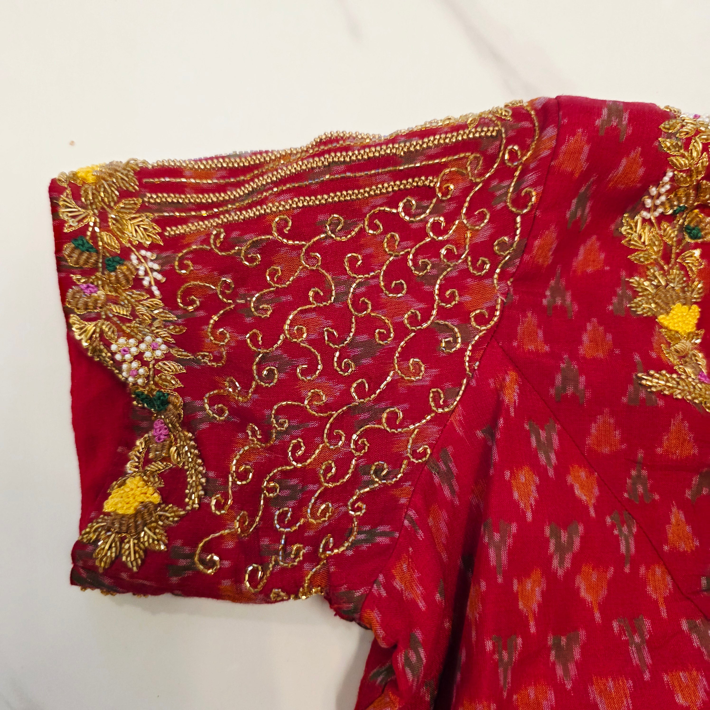 Gelbe Maslin Jamdani mit Patola Bluse