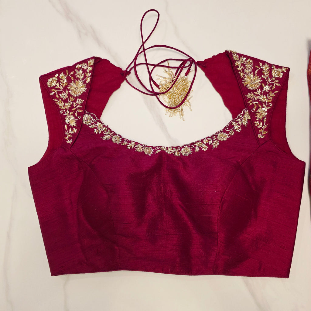 Latest Trendy Pure Organza Stripes Saree in Red Colour paired with Cute Blouse