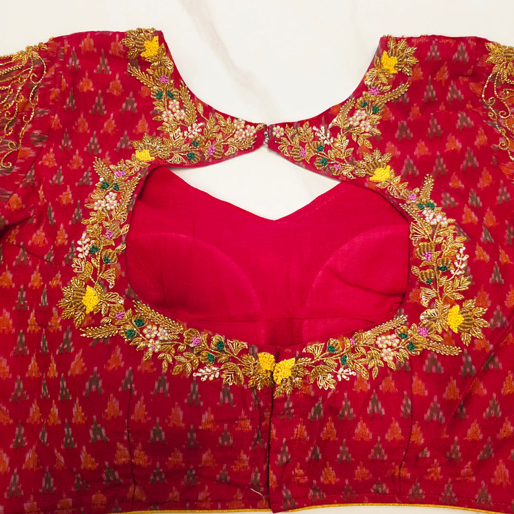 Gelbe Maslin Jamdani mit Patola Bluse