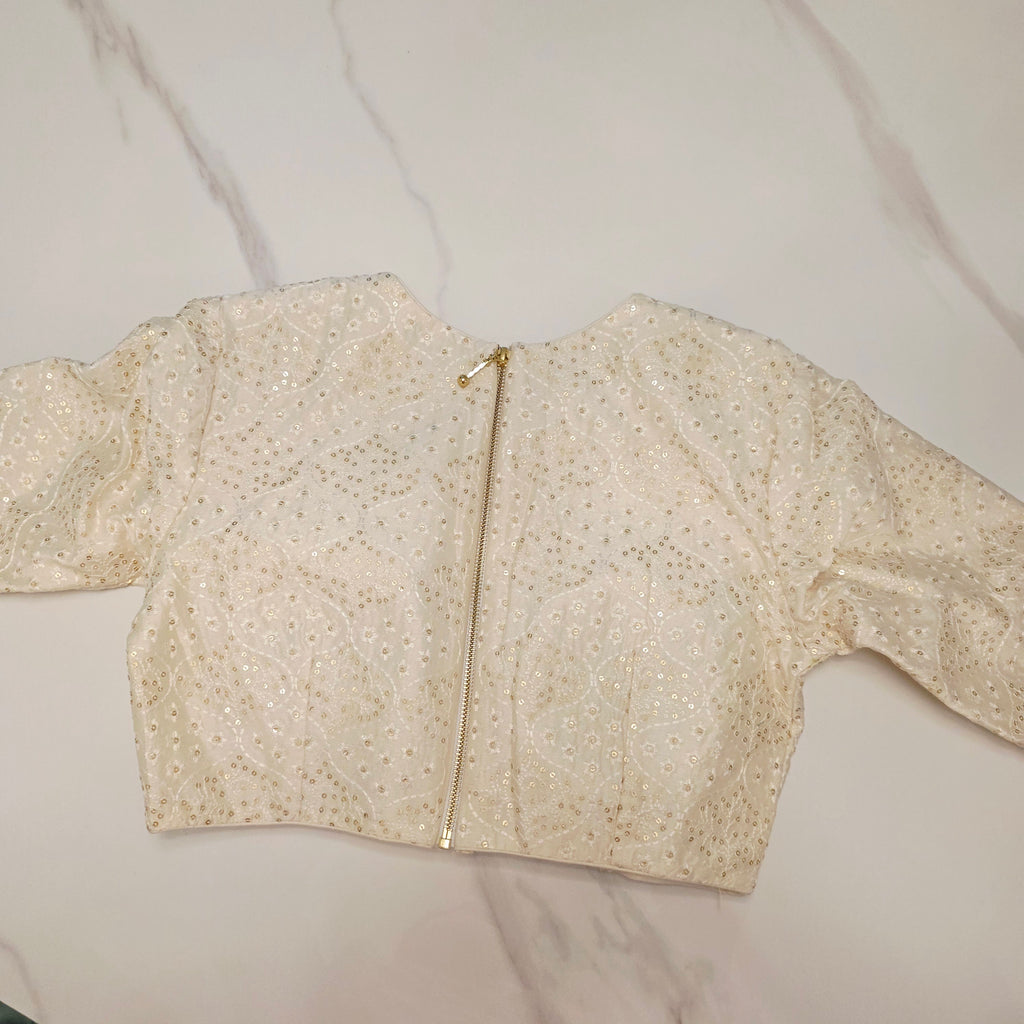 Violette Tissue-Saree mit Kalamkari-Patchwork und Designer-Bluse