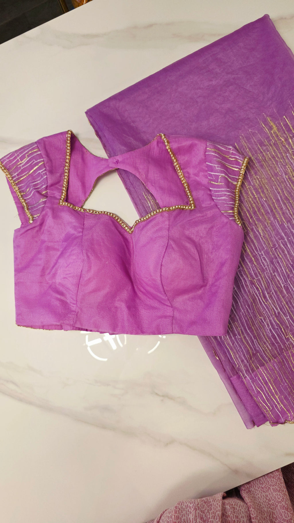 Womens Turkish Organza Sarees With Maggam work blouse