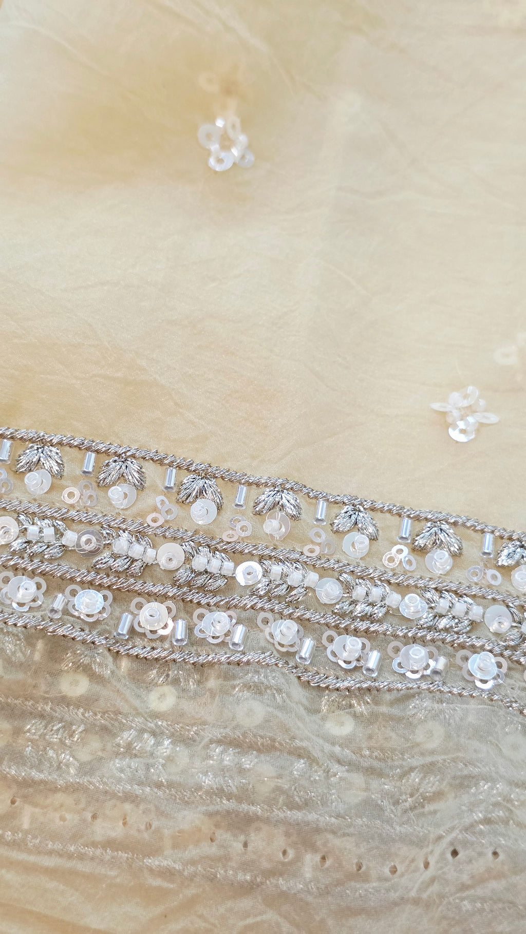 Womens Lightweight Organza Saree With Cutdana Border and Designer Blouse
