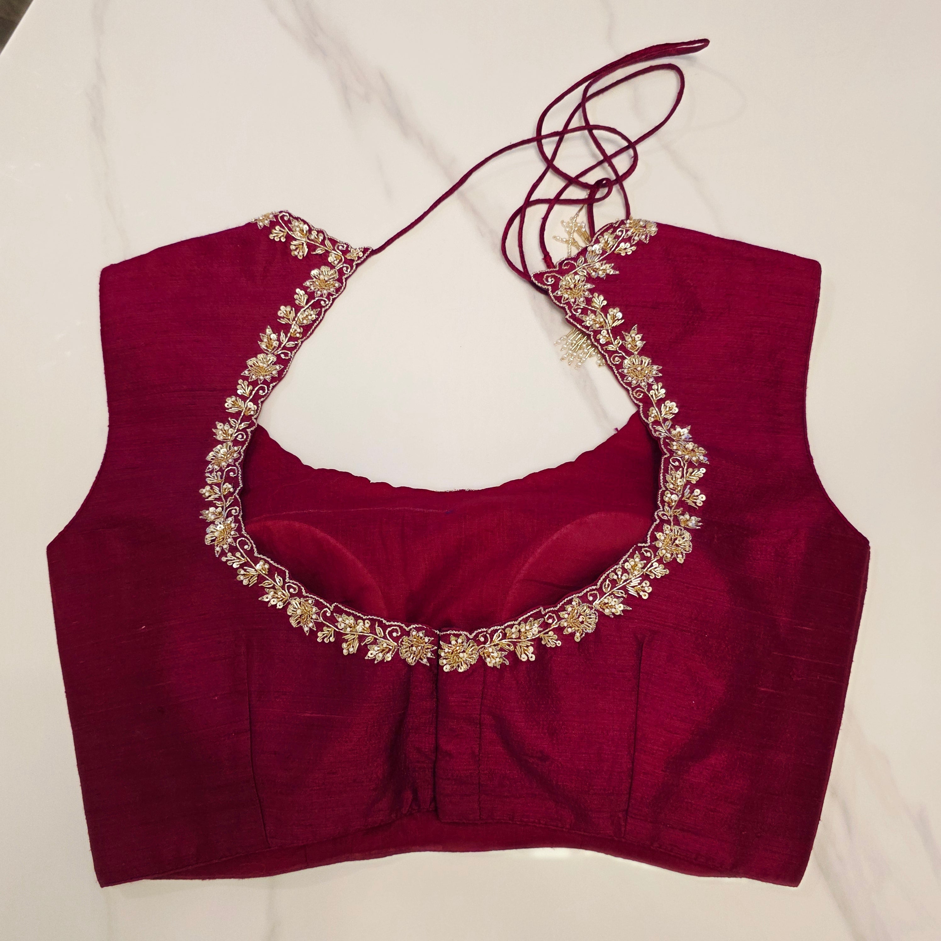 Latest Trendy Pure Organza Stripes Saree in Red Colour paired with Cute Blouse