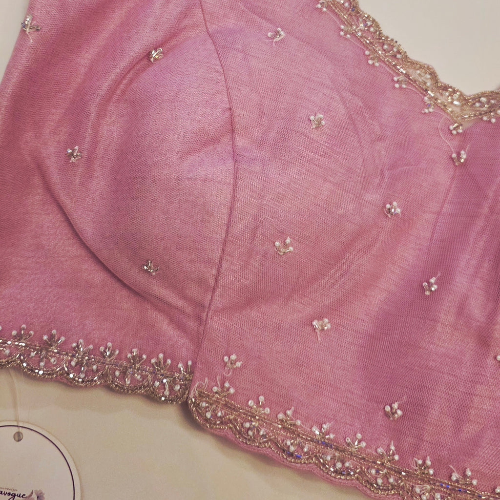 Lavender Pure Organza Sequin Saree