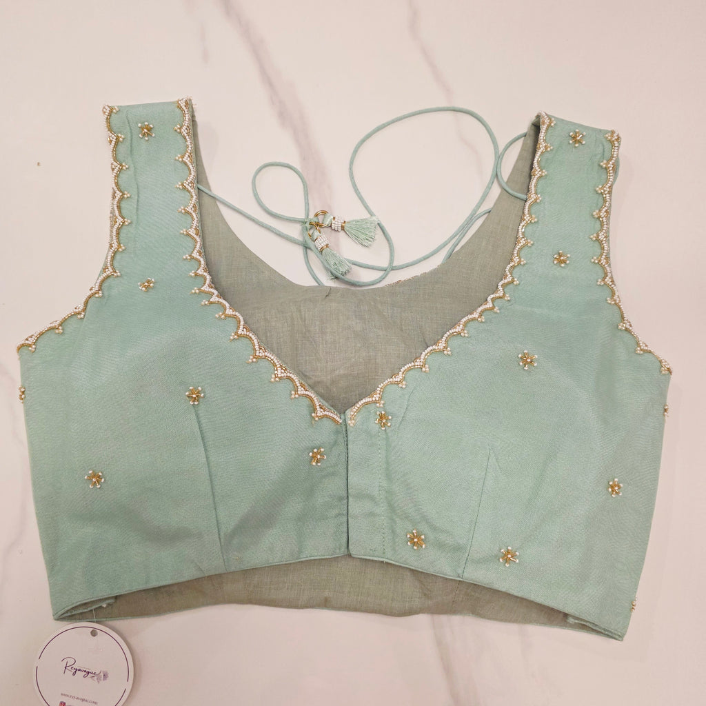 Babypink glass organza butterfly saree with Pistagreen netblouse