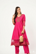 Reyavogue Women's Floral Embroided Sequin Kurta With Trousers