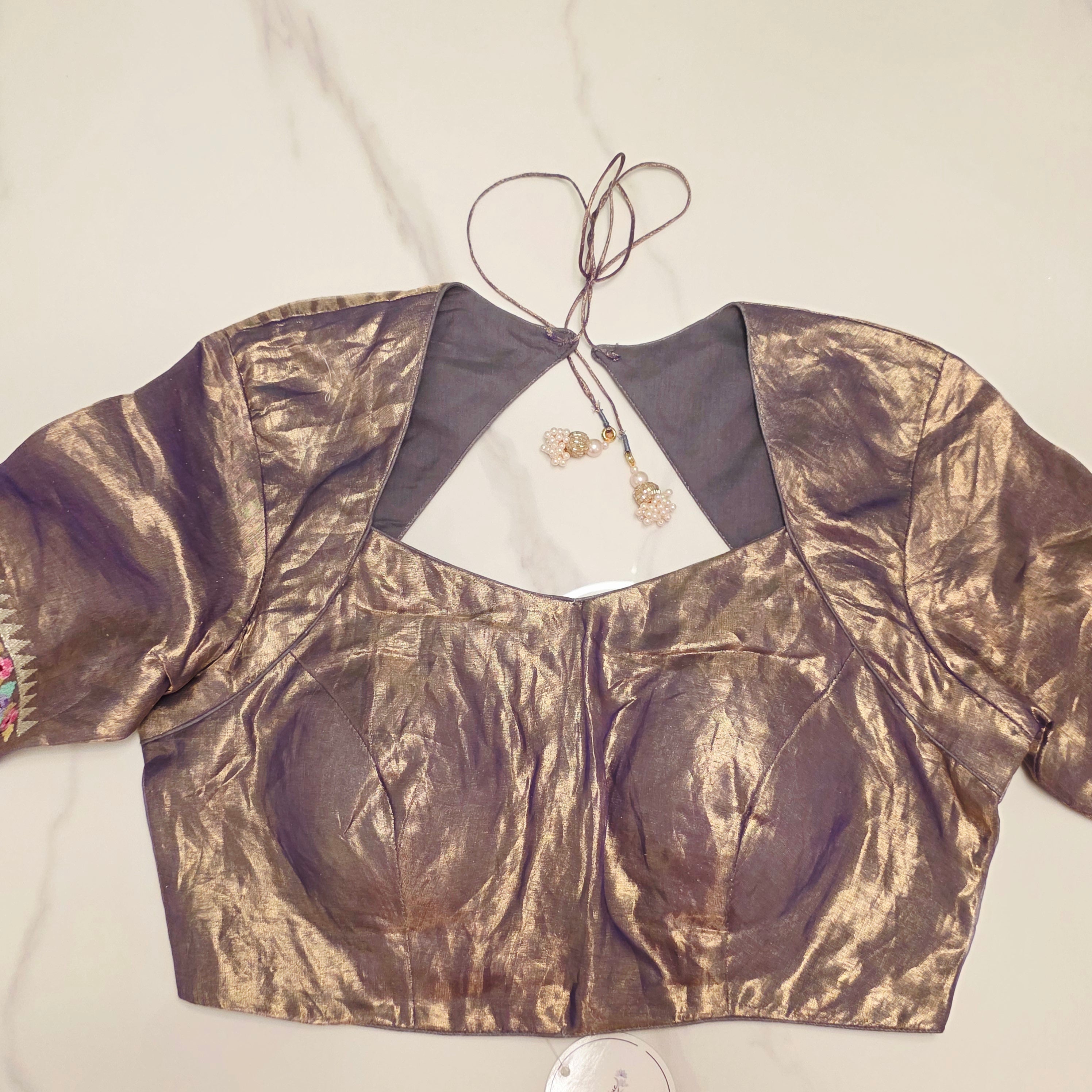 Blue Colour Pure Banaras Gold Tissue Saree with Petitepoint Work