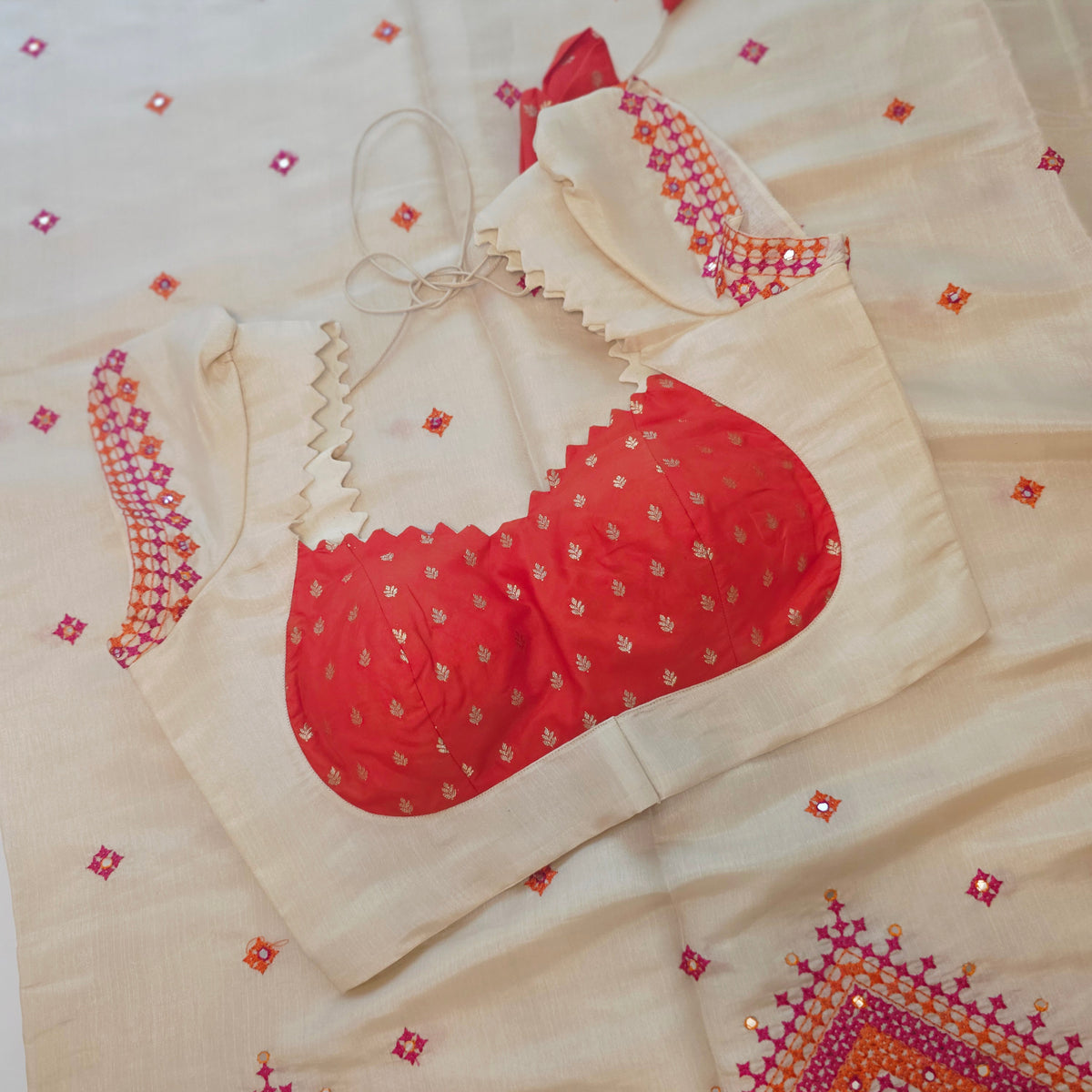 Womens Soft Tussar Saree With Lambani, Kutch Work and Mirror Work