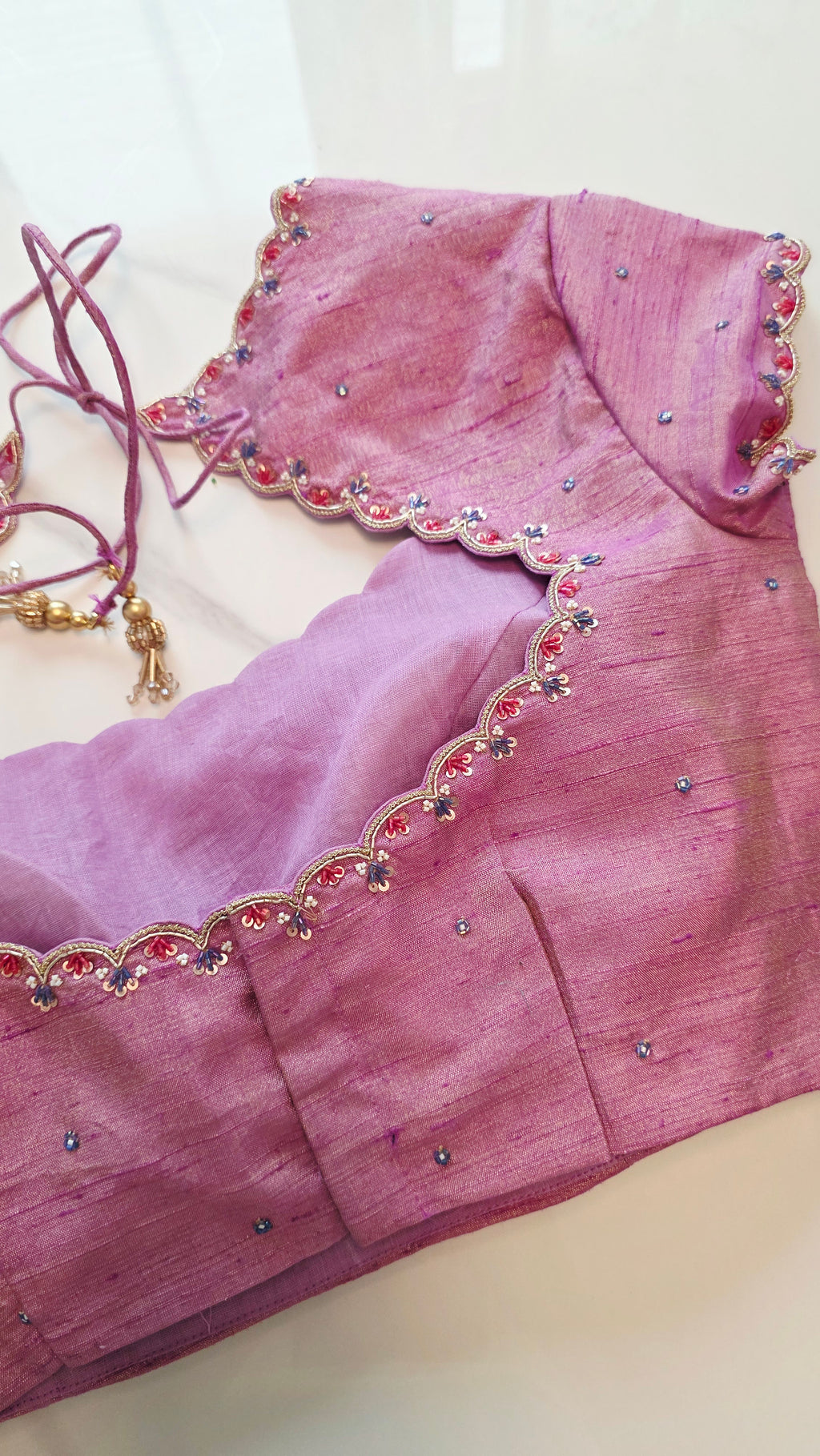 Womens Floral Viscious Organza Saree and Tissue Rawsilk Maggam work blouse