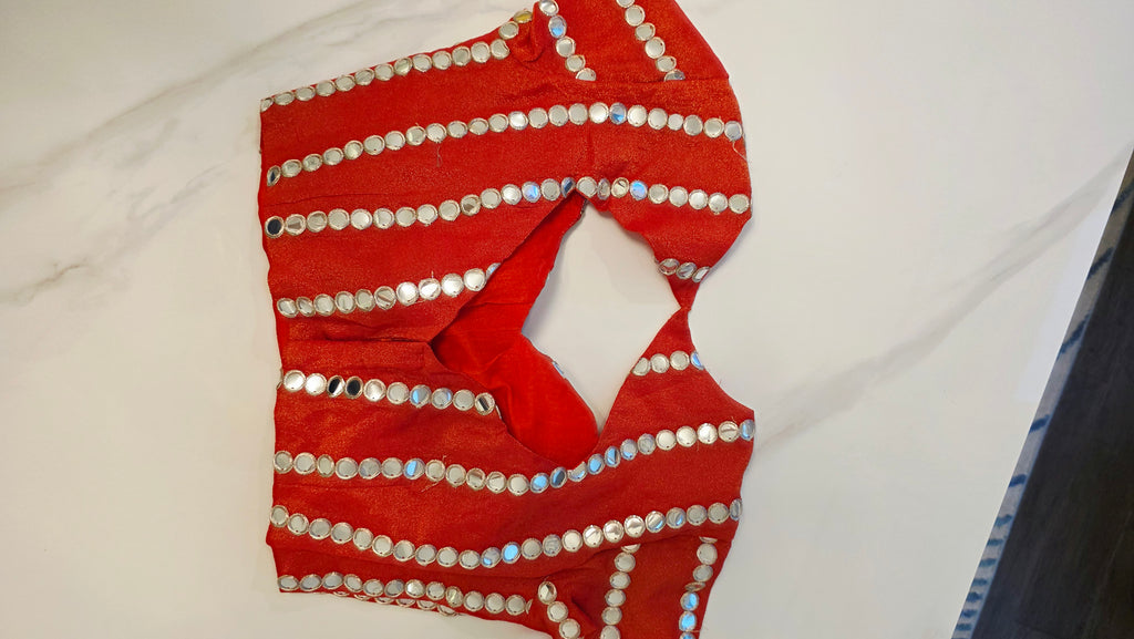 Womens Crape Faux Mirror Work Blouses