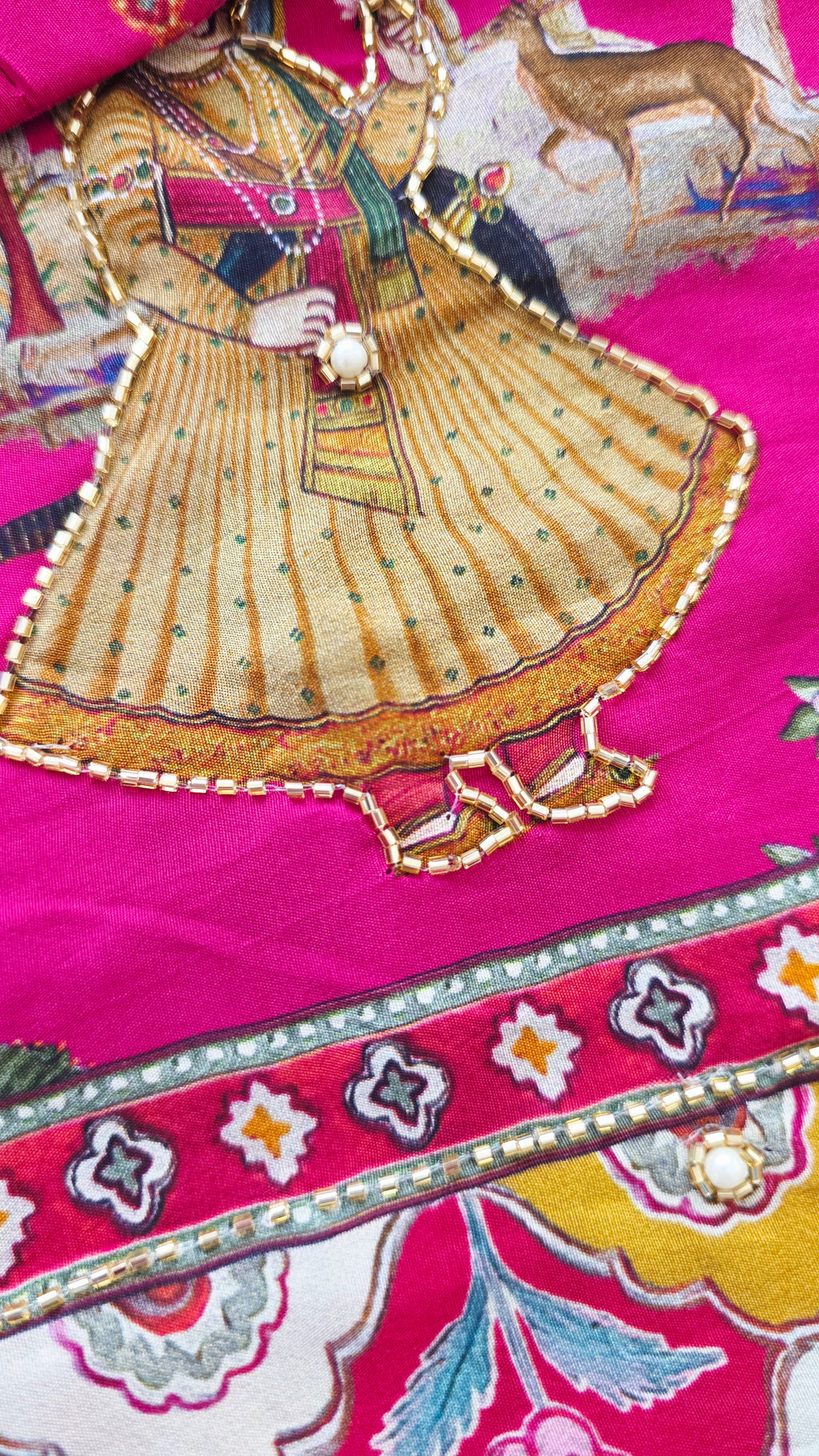 Womens Pure Crape Silk Tribal Art Sarees With Cutdana work