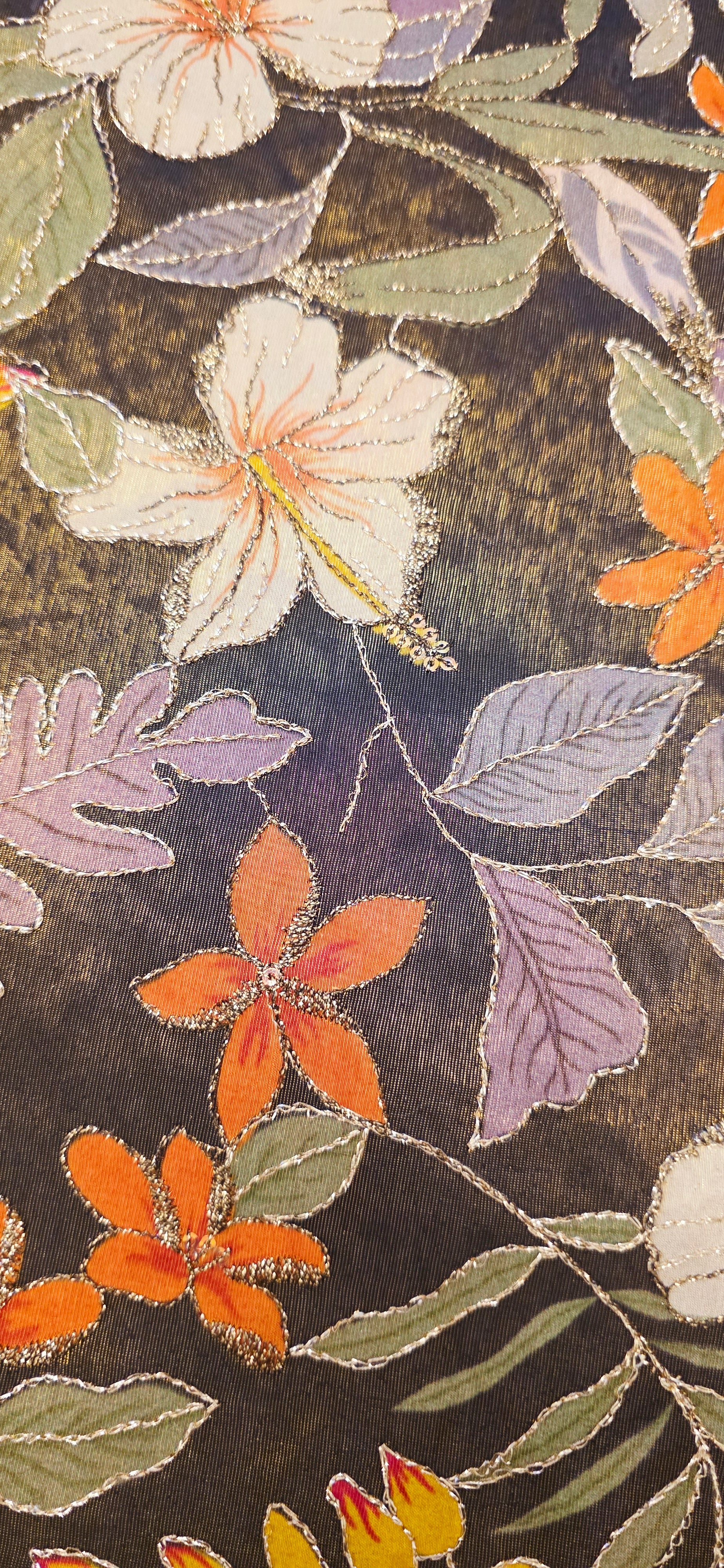 Floral Theme Black Color Tissue Georgette Saree with handwork border