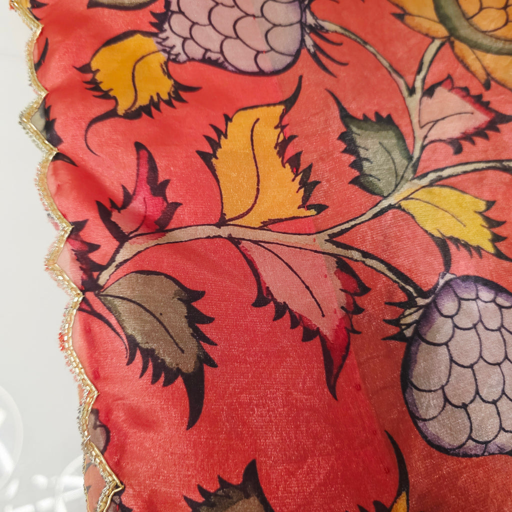 Orange Crape Silk Saree With Yellow Jacket Blouse