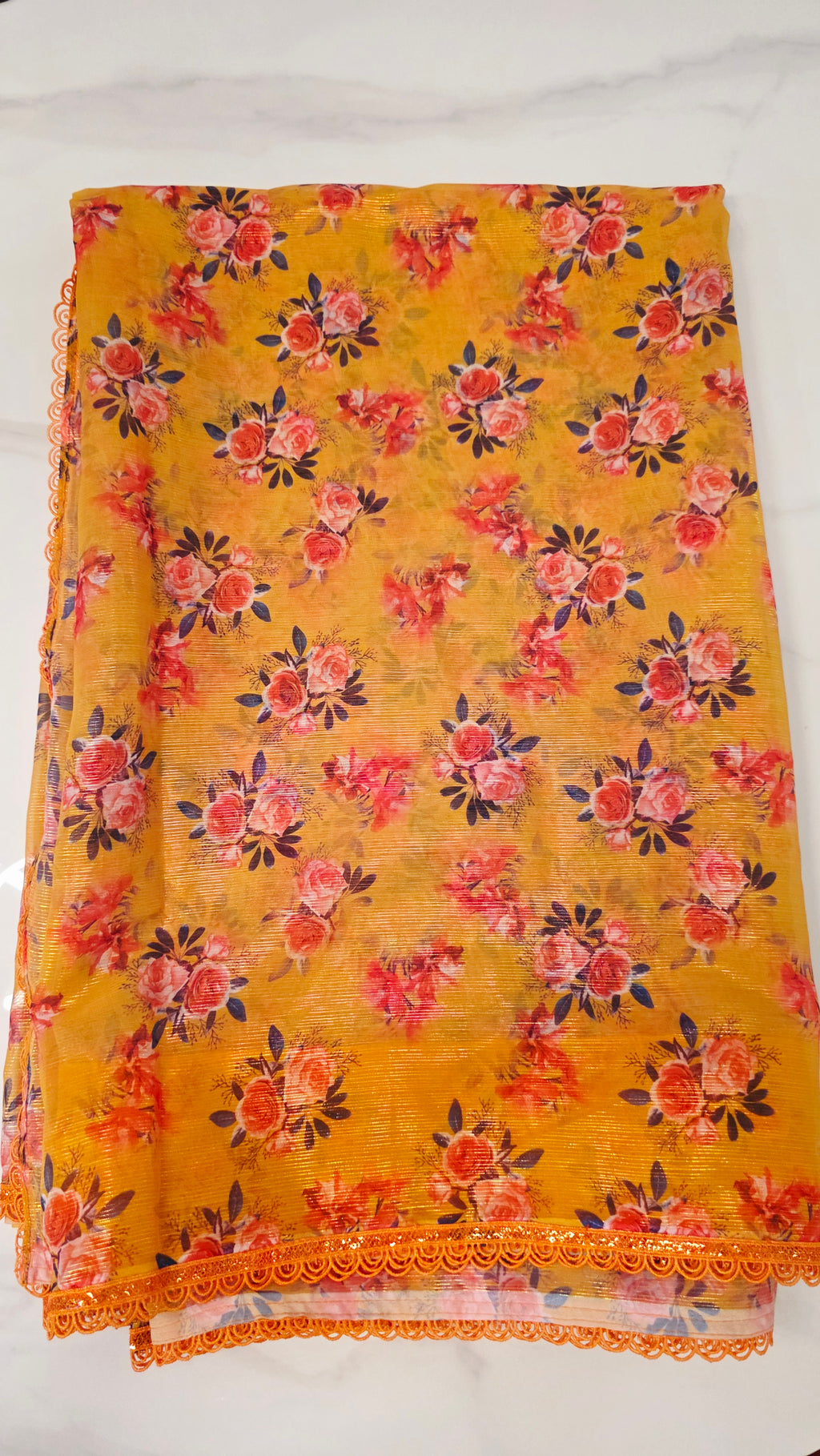 Womens Orange Cocktail Saree with designer blouse