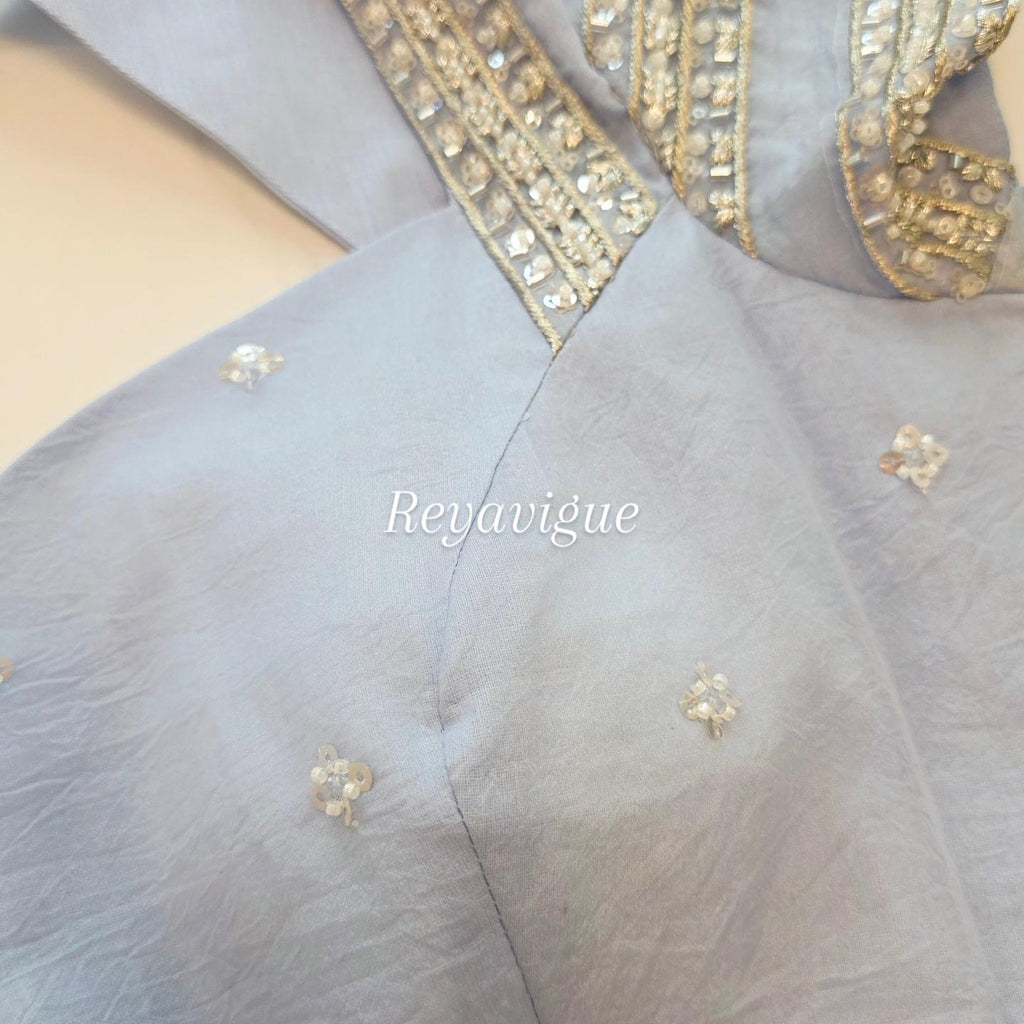Womens Lightweight Organza Saree With Cutdana Border and Designer Blouse