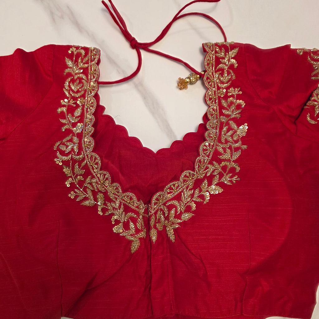 Teal Blue Oraganza Saree -Latest and Trendy with Floral Hibiscus theme paired with cute short sleeve blouse