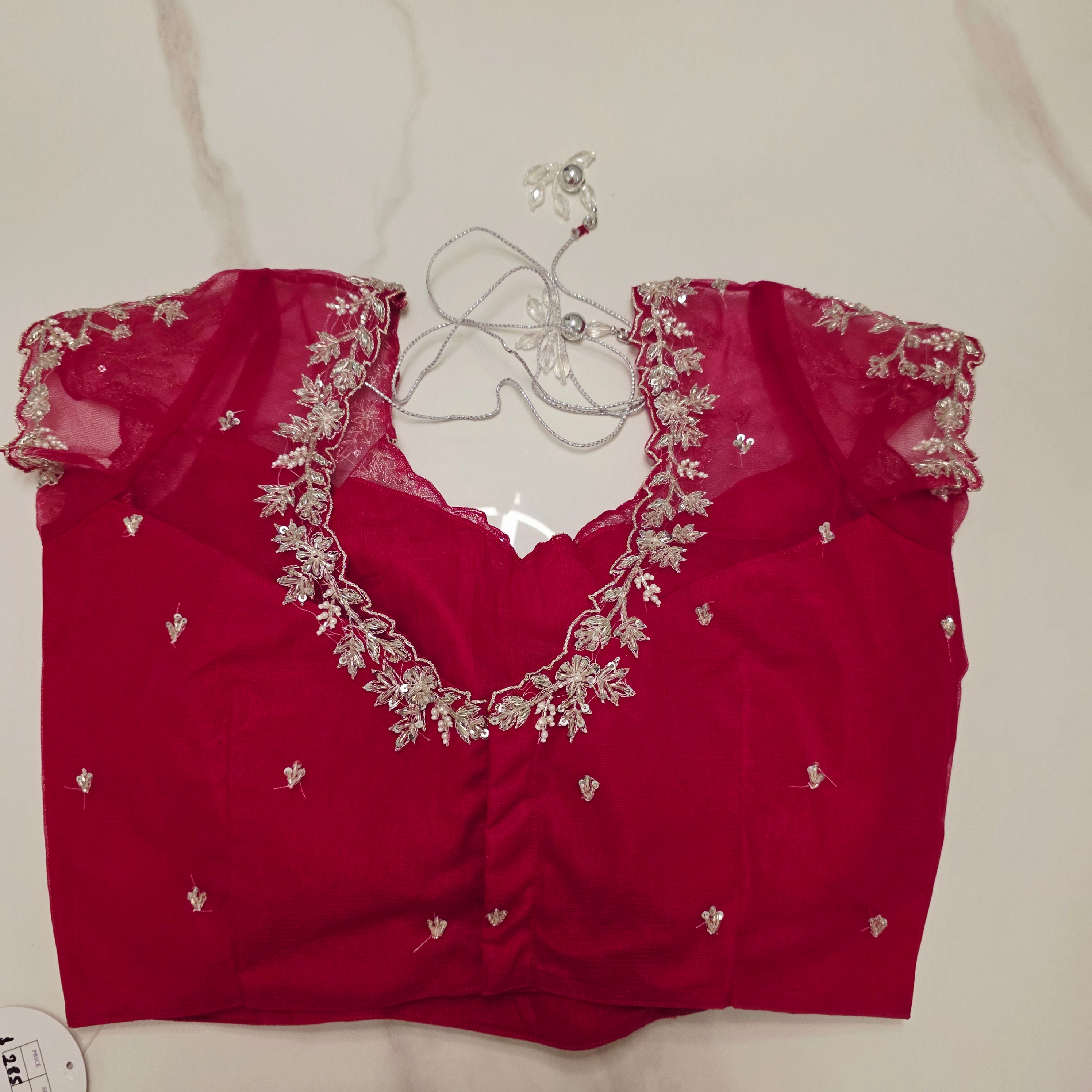 Hotpink Viscious Orgamza Stripes Saree with Net designer blouse