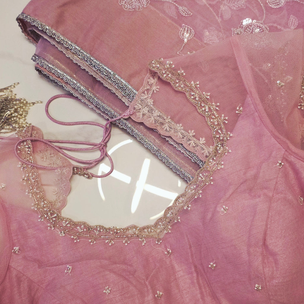 Lavender Pure Organza Sequin Saree