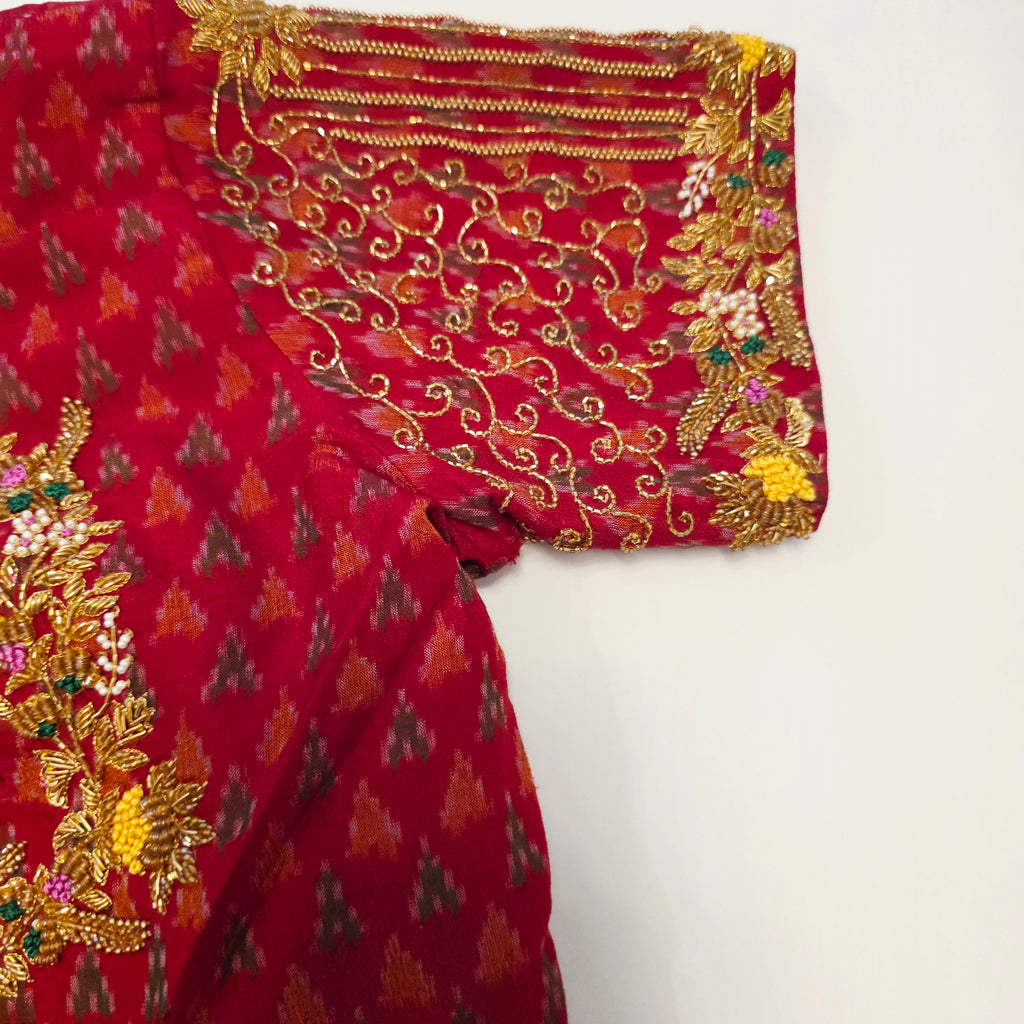 Gelbe Maslin Jamdani mit Patola Bluse